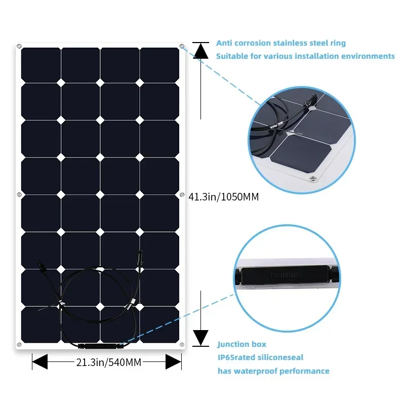 Wholesale Custom Portable 18V Sunpower 100W Flexible Solar Panel