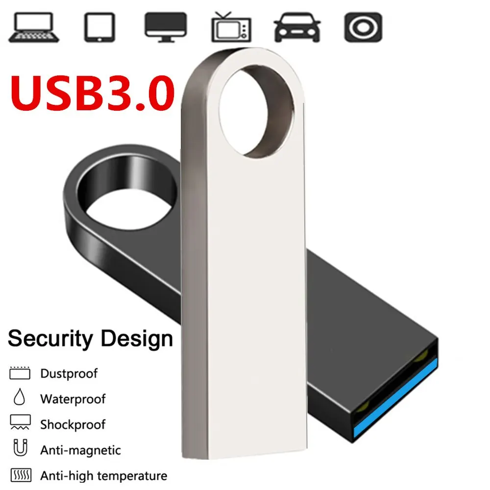 USB3.0 Flash Drives 128gb High Speed Metal Waterproof Black Pen Drive 64gb Memory Stick USB Memories Storage for PC image 2