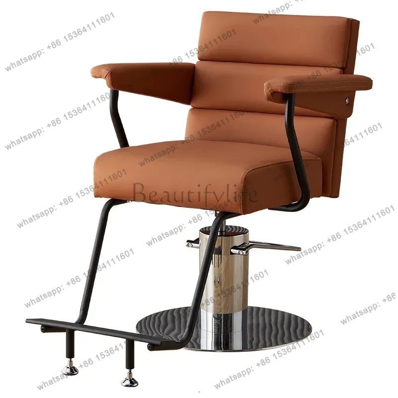 LSHigh-end Barbershop Barber Chair Simple Perm Hair Dyeing Lift Barber Chair Nordic Metal Speciality Salon Furniture Sandalye FY