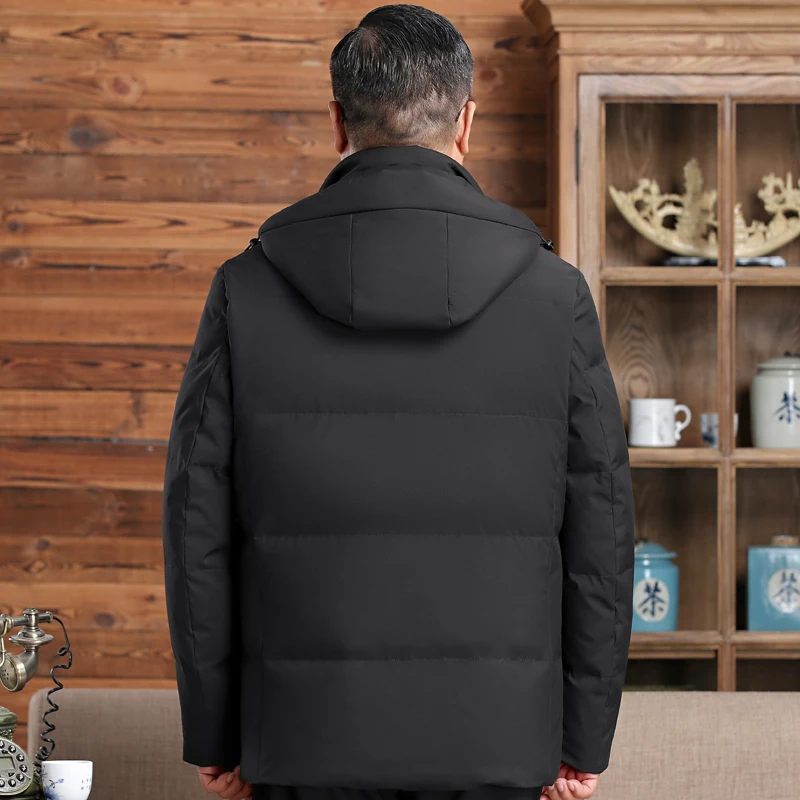 Piumino da uomo di mezza età inverno 2023 nuovo Plus Size 90% piumino d'anatra bianco per uomo capispalla parka invernale caldo spesso