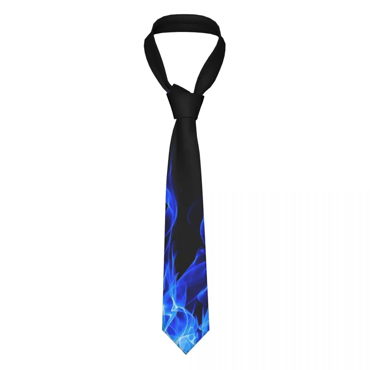 Blue Fire Necktie Men Women Polyester 8 cm Bright Neck Tie for Men Casual Narrow Accessories Cravat Office