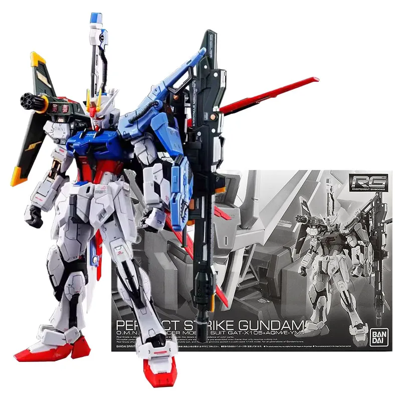 

Bandai Genuine Gundam Model Kit Anime Figure RG 1/144 Perfect Strike Full Equipment Gunpla Anime Action Figure Toys for Children