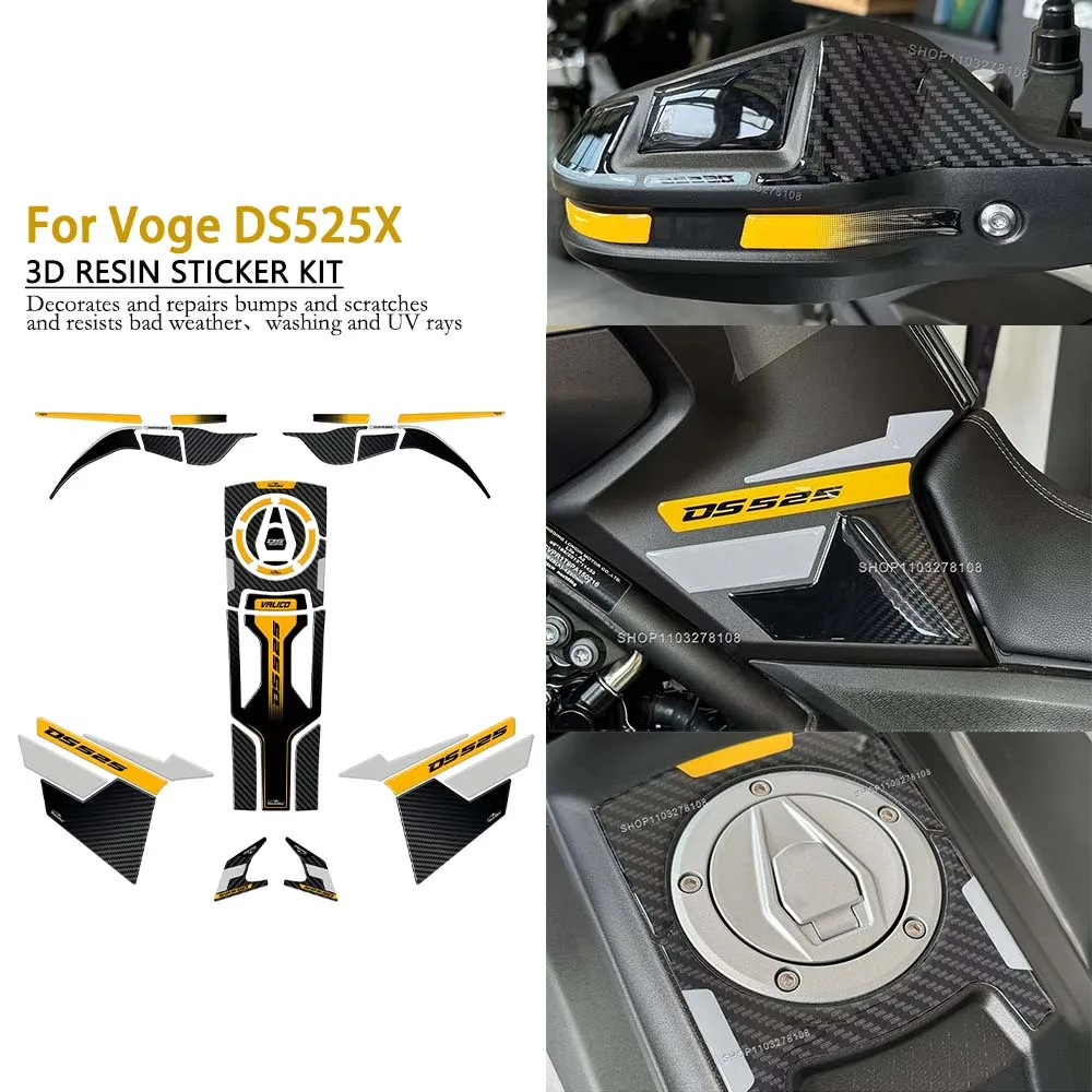 

Motorcycle Tank Pad Protection Sticker Kit Waterproof 3D Resin Decorative Decal Kit for Voge Valico 525 DSX DS525X 2023 2024