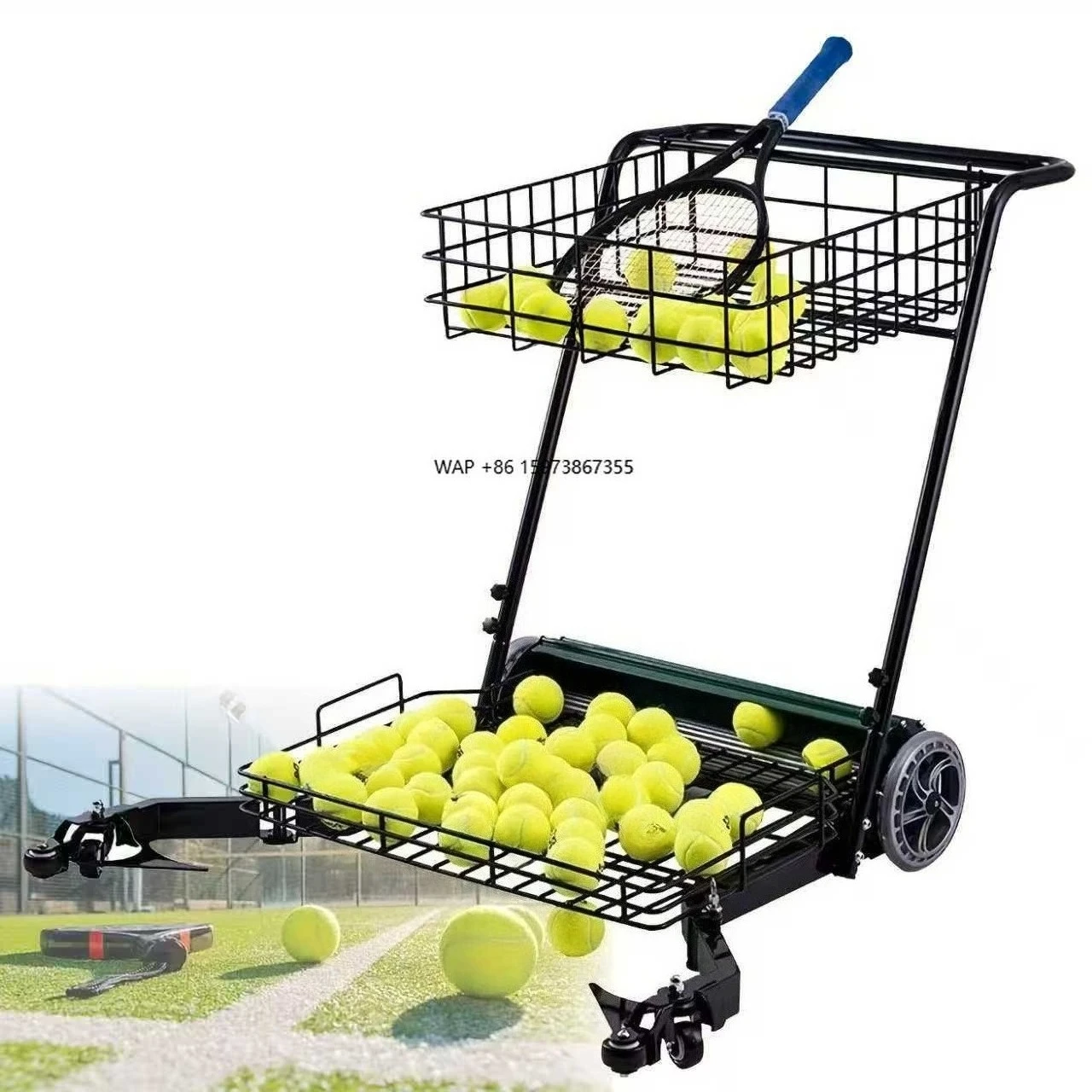 Movable Aluminum Alloy Steel Automatic Tennis Ball Picker With Wheels