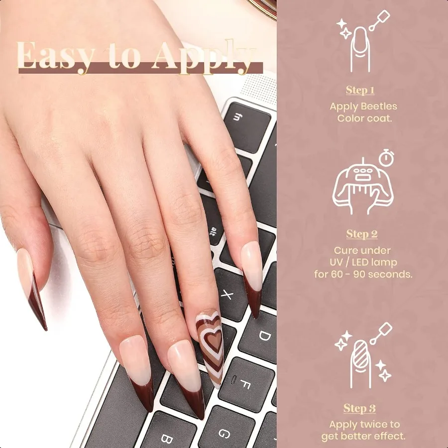 Beetles Fall-Juego de esmalte de uñas en Gel, marrón, Beige, malva, rosa, desnudo, blanco, neutro, 6 colores, Kit de esmalte de Gel para decoración de uñas, manicura, remojo O