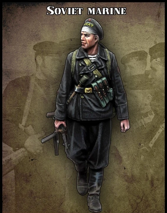 1/35 Scale Die Cast Resin Figure Assembled Model Kit Soviet Marine Hobby Miniature Military Diorama, Unassembled and Unpainted