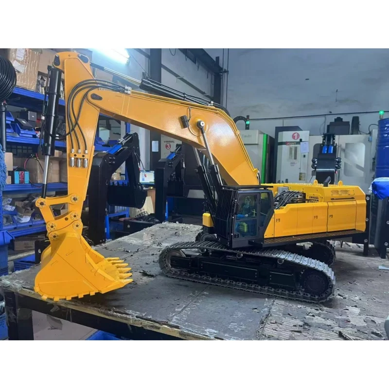 Excavadora hidráulica RC 395F de Metal 1/12, excavadora con Control remoto, bomba Dual RTR, máquina pesada, Radio ligera, válvula de 6 canales, camiones, modelo de coches