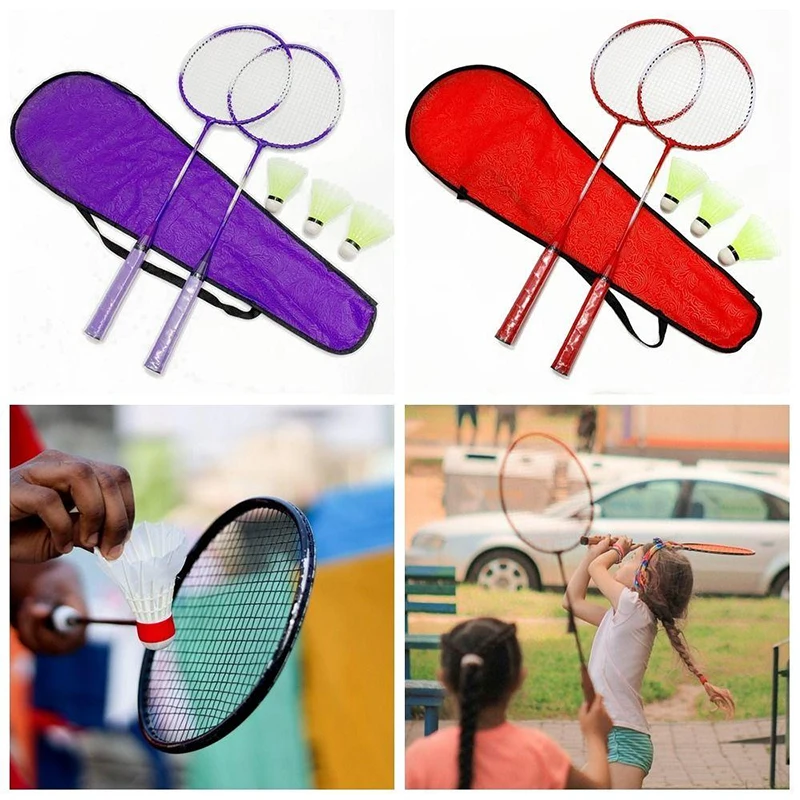 Raquetes de badminton profissionais petecas e saco de transporte conjunto duplo raquete de badminton indoor ao ar livre velocidade esportes