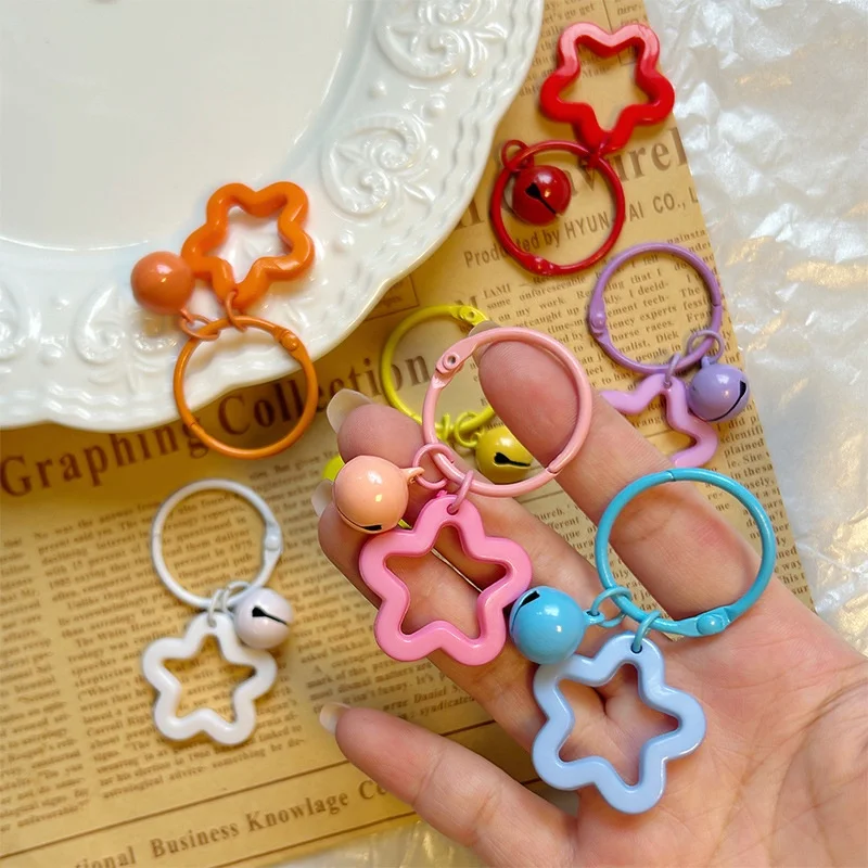 Flower Keychain Cute Cartoon Acrylic Star Keychain Creative Backpack Pendant Earphone Case Hanging Decoration Accessories Gifts