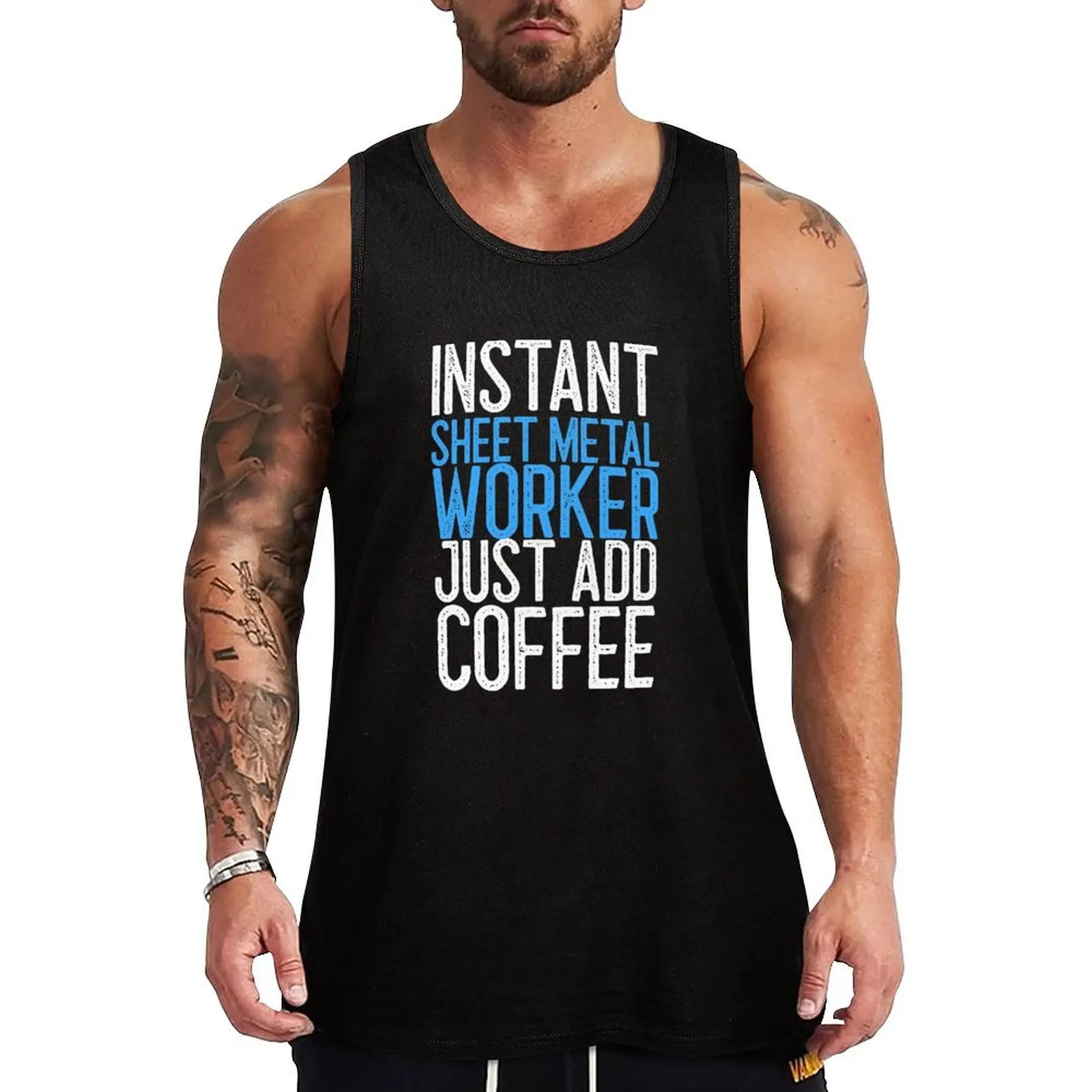 Instant Sheet Metal Worker Just Add Coffee Worker Gift Tank Top Beach Casual Tank Top Loose Fit Sleeveless Summer
