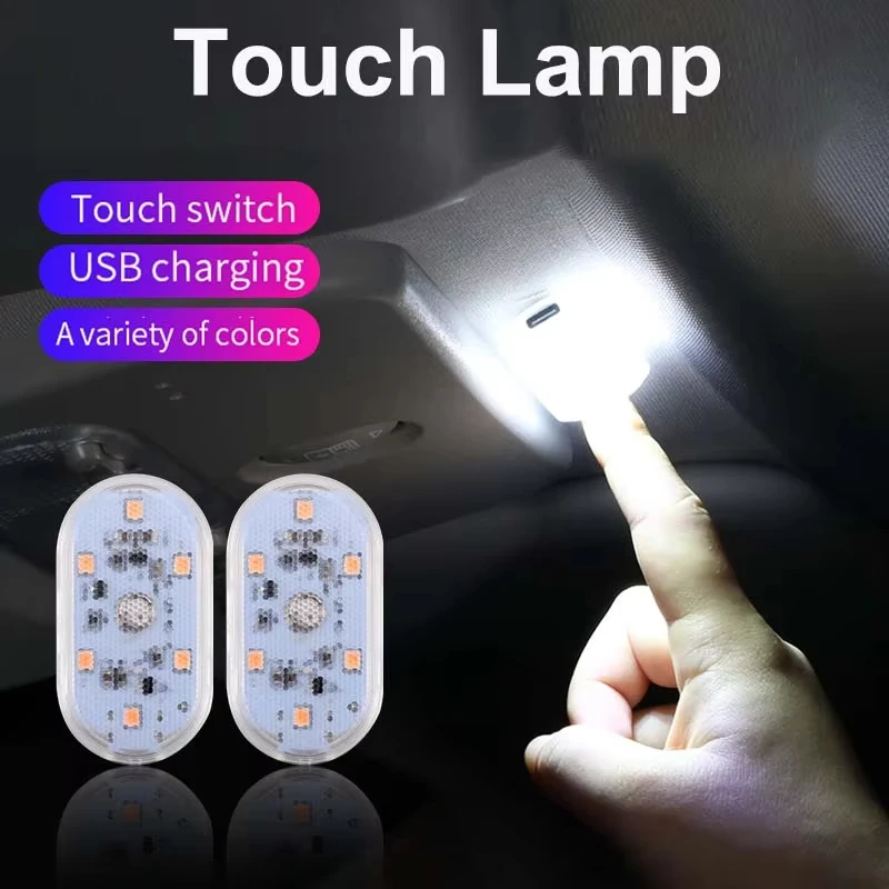 

1pc Touch Sensor USB LED Interior light LED Lamp Car Ceiling Lamp Reading Light Car Decorations Roof Interior Lighting