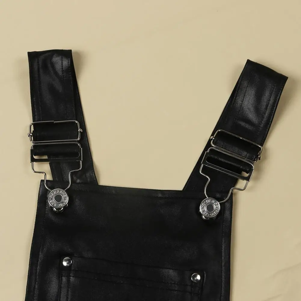 Jumpsuit kulit imitasi punggung terbuka, Jumpsuit wanita tali bahu punggung terbuka pinggang tinggi musim gugur musim dingin