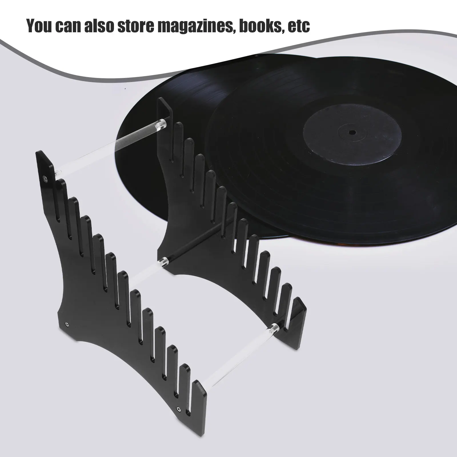Record Display Rack Acrylic Desktop Multi-Tiered Organizer for Vinyl Records Cd Storage Magazine File Organizer view 6