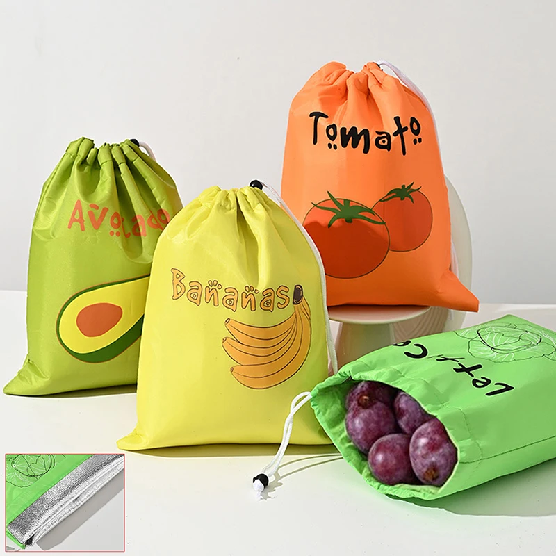 1/3pcs Fruit Vegetable Freshkeeping Bag Banana Storage Bag Vegetable Preservation Anti Ripening Insulated Drawstring Reusable