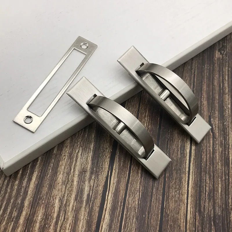 Modern Invisible Cabinet Drawer Handle Door Knobs Furniture Recessed Pulls Concealed Sliding Handles Door Hardware