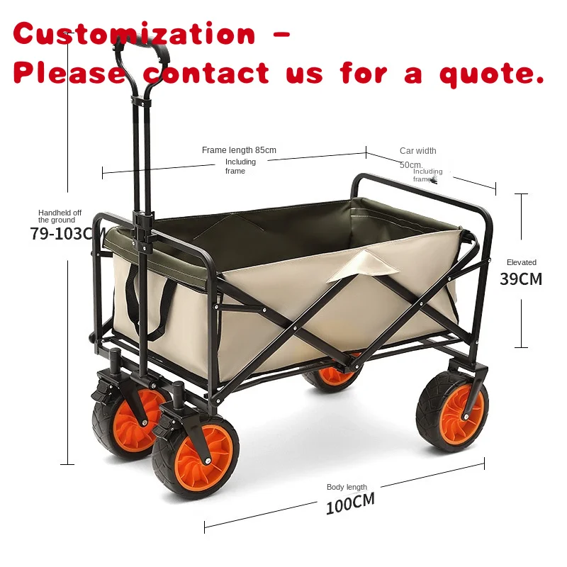 custom.Portable Outdoor Hand-Pull Folding Camping Cart Mesh Camp Trailer Shopping Stall Storage Customizable OEM Plasti