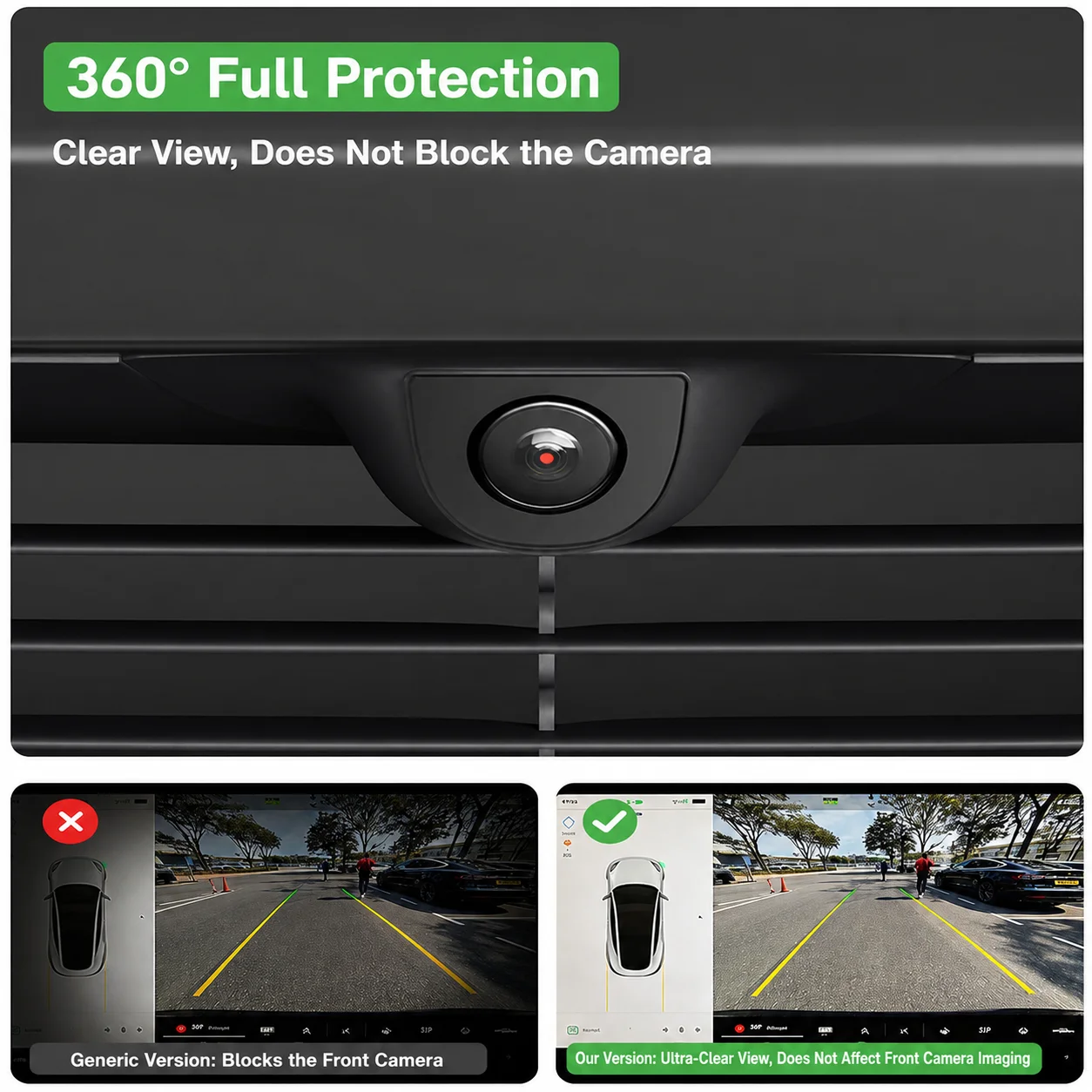 HD Clear Front Camera Protector Cover 9H Tempered Glass for Tesla Model YL Y Juniper 3 Highland 2025+ Standard Rainproof view 3
