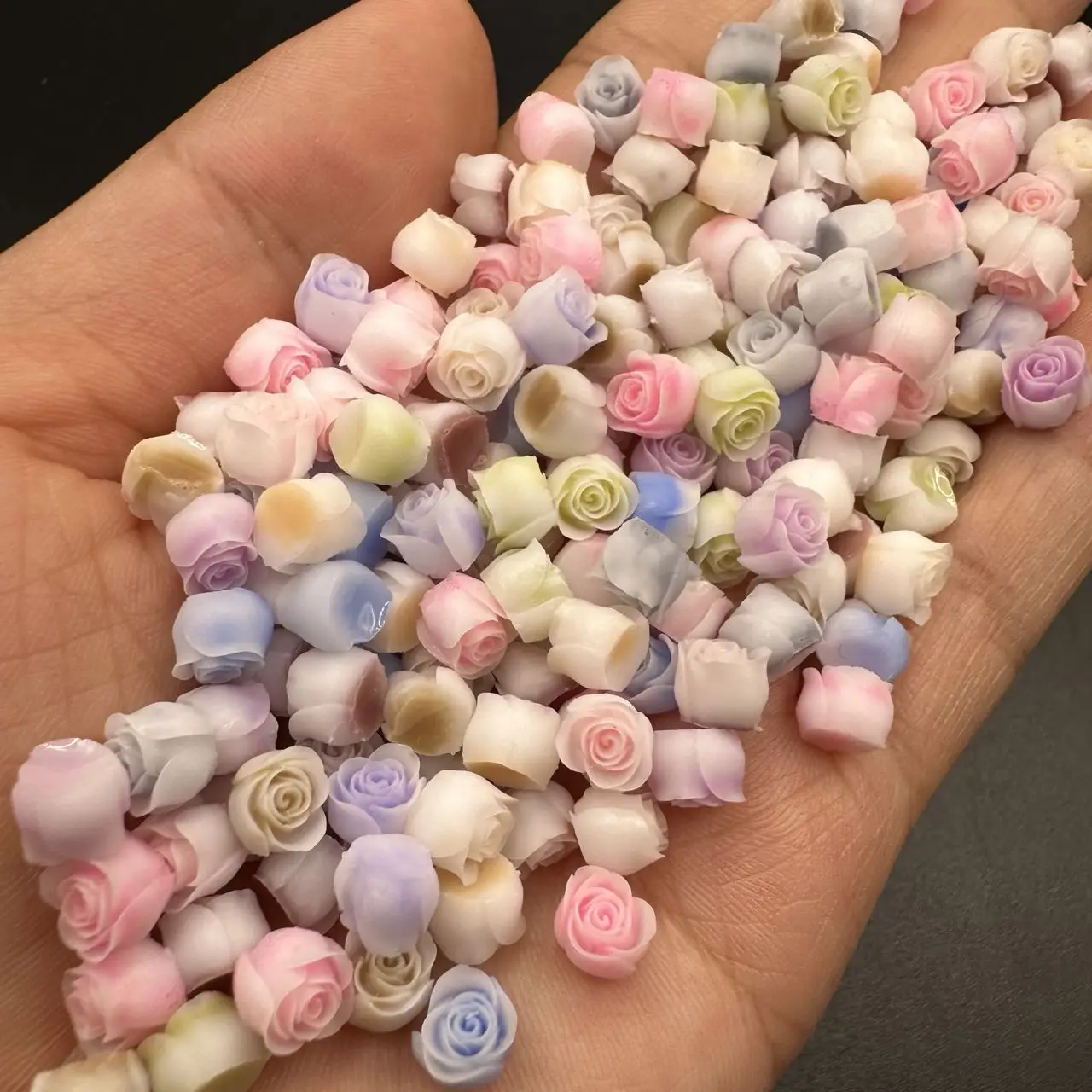 50pcs Sweet Flower Nail Charms Bulk Aurora Colorful Resin Foral Nail Rhinestones DIY Manicure Design Nails Art Decor Accessories