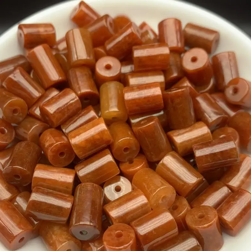 7*10mm Natural Myanmar Jadeite Red Jade Cylindrical Beads For Jewelry Making Diy Bracelet Beaded Necklace Charms Accessories