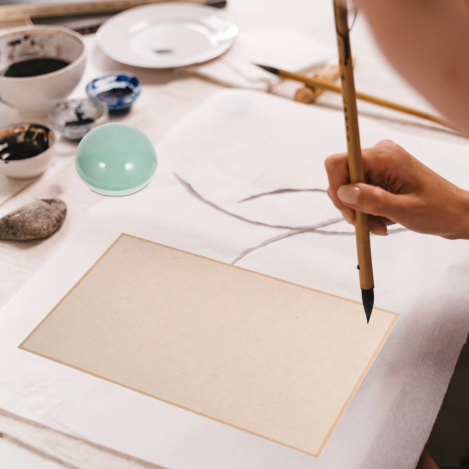 صندوق بورسلين رائع للخط صغير خفيف الوزن وسهل التنظيف صندوق معجون الحبر الأحمر لسطح المكتب زينة من البورسلين #2