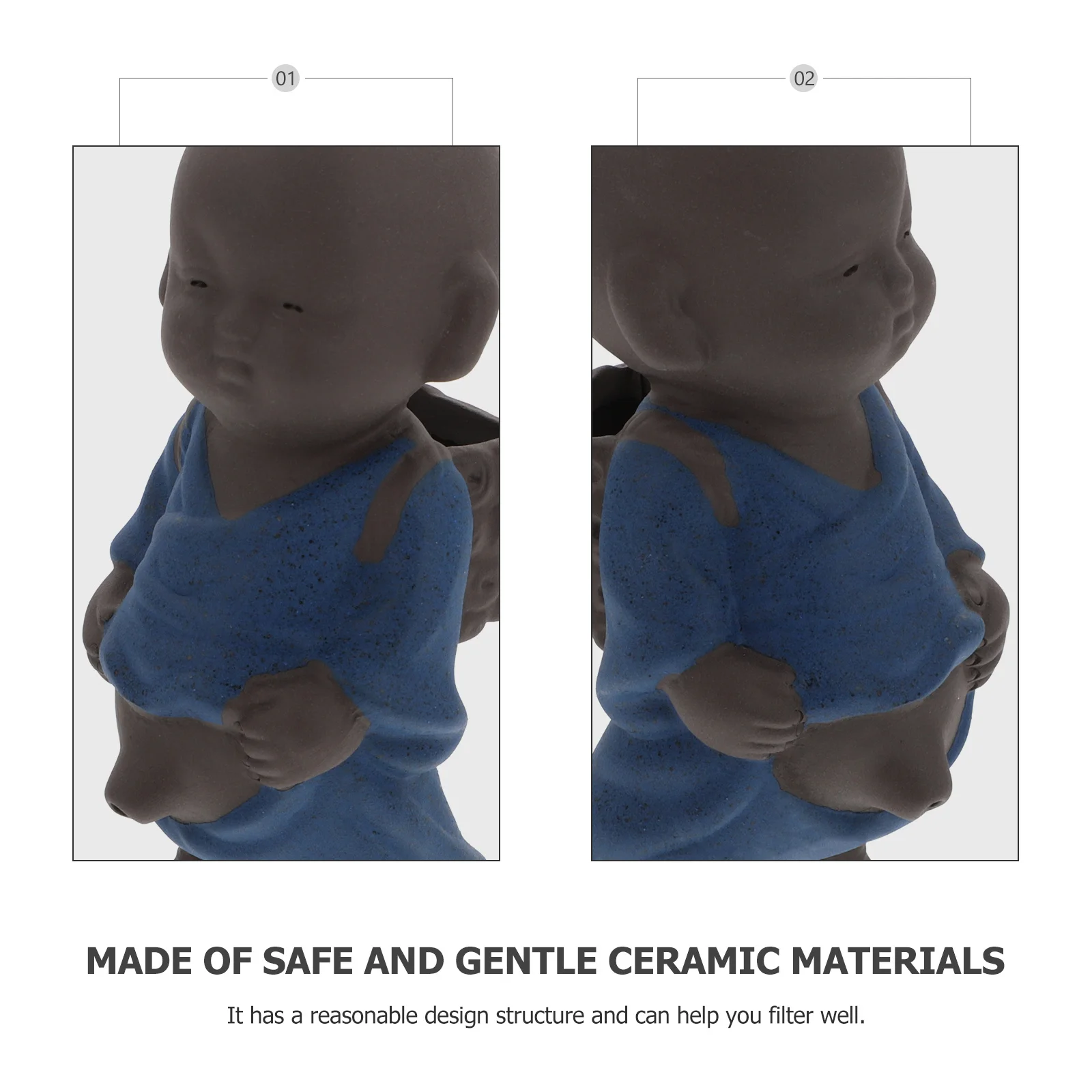 

1Pcs Monk-Shaped Tea Strainer Ceramic Smooth Texture Practical Tea Infuser Home Decoration Reusable Filter