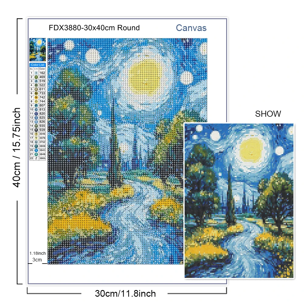DIY 5D Art Diamond Painting Kit Van Gogh Impression – perfektes Geschenk für handgefertigte Heimdekoration – Detail 3