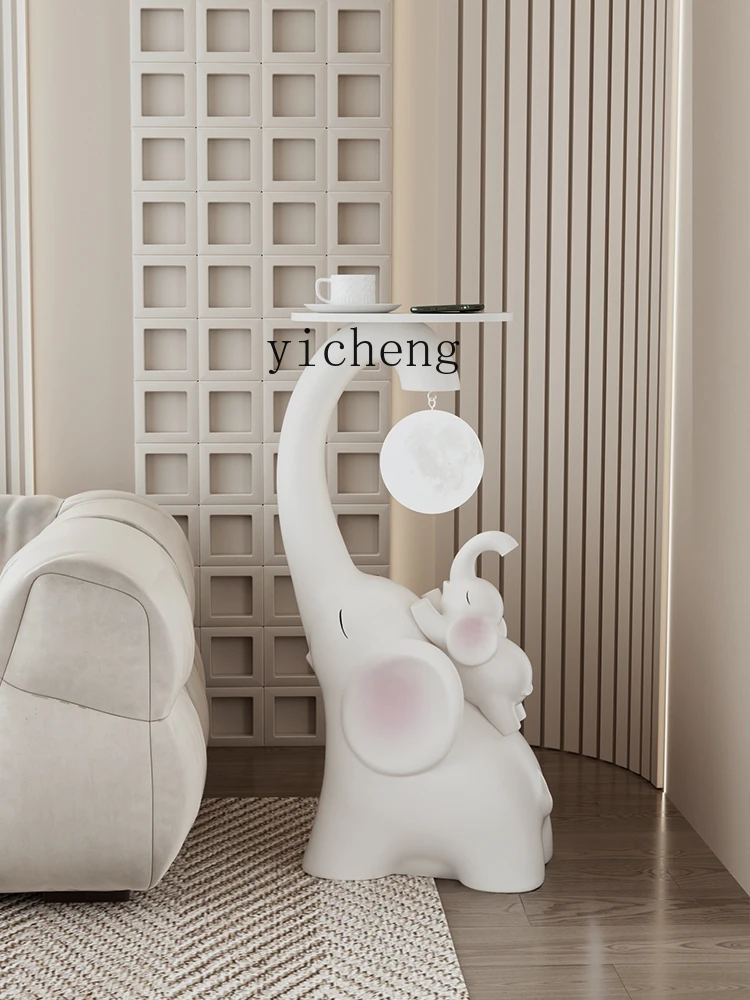 

TQH Cartoon Elephant Living Room Large Floor Ornaments TV Cabinet Sofa Side Table Tray Storage Rack