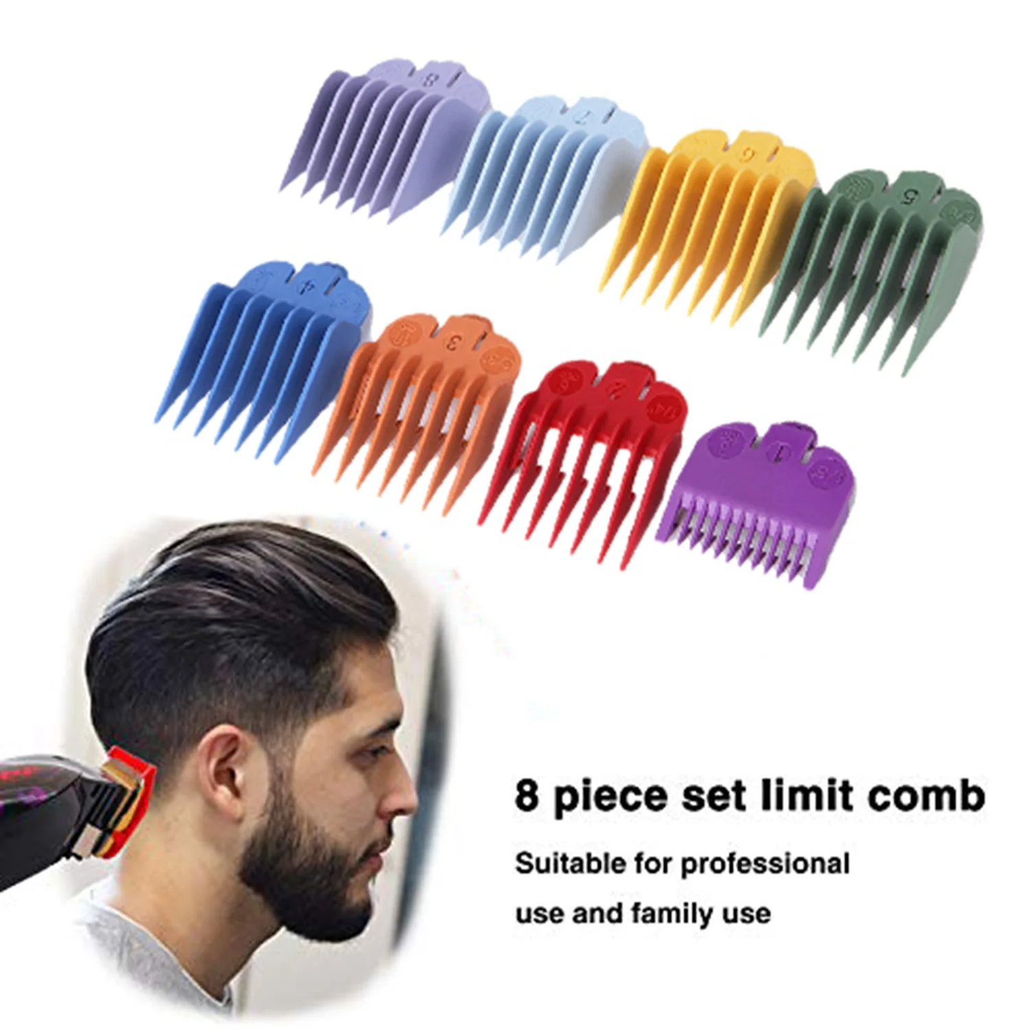 Hair Clipper Replacement Sheath 8 Colors&Size Limit Comb Accessory Guide Comb Suitable for Wahl Trimmer with Storage Box