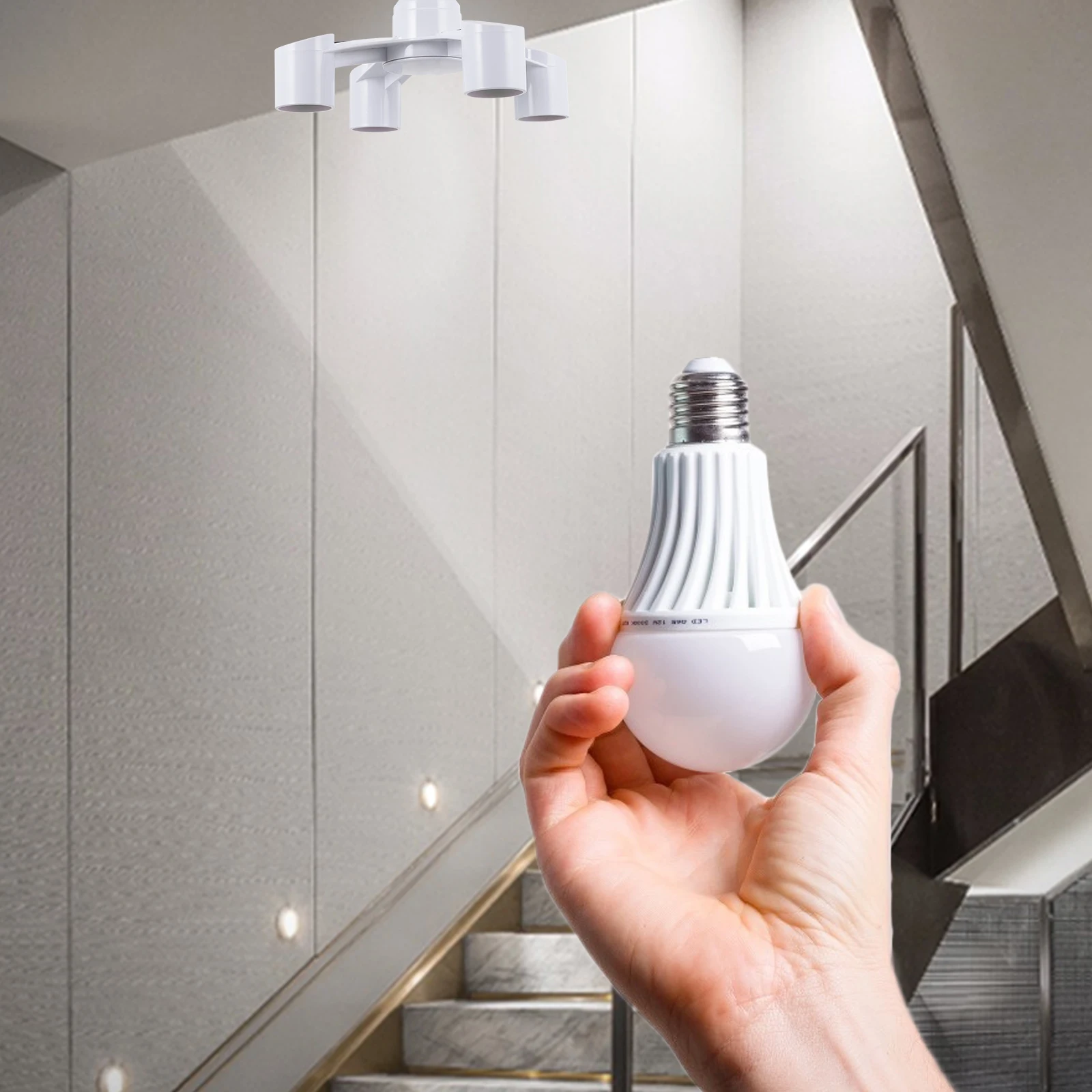 

E27 to 4e27 Light Bulb Socket Splitter Adapter Plastic Lamp Holder Converter for LED and Energy Saving Lamps Lighting