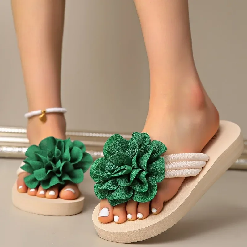 شباشب نسائية كبيرة الحجم 36-43 صنادل عصرية على شكل زهرة الرأس صنادل سميكة القاع خفيفة الوزن وناعمة من الأسفل مفتوحة من الأمام أحذية شاطئ مائة #6