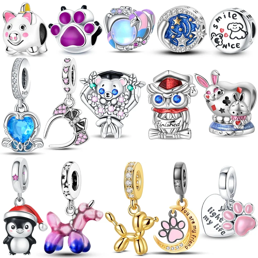 

Original Golden Poodle Claw Owl Rabbit Beads Fit Bracelet 925 Silver Charms Women Jewelry Diy Fine Gift Accessories