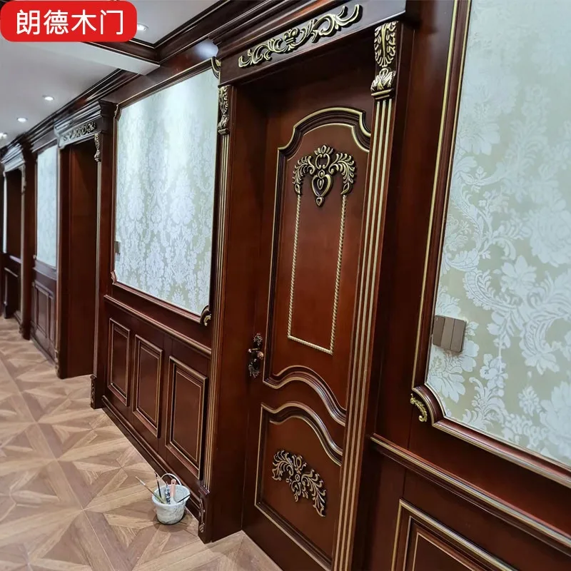 European and French carved designs with gold accents, luxurious bedrooms, casement rooms, custom baked painted solid wood doors