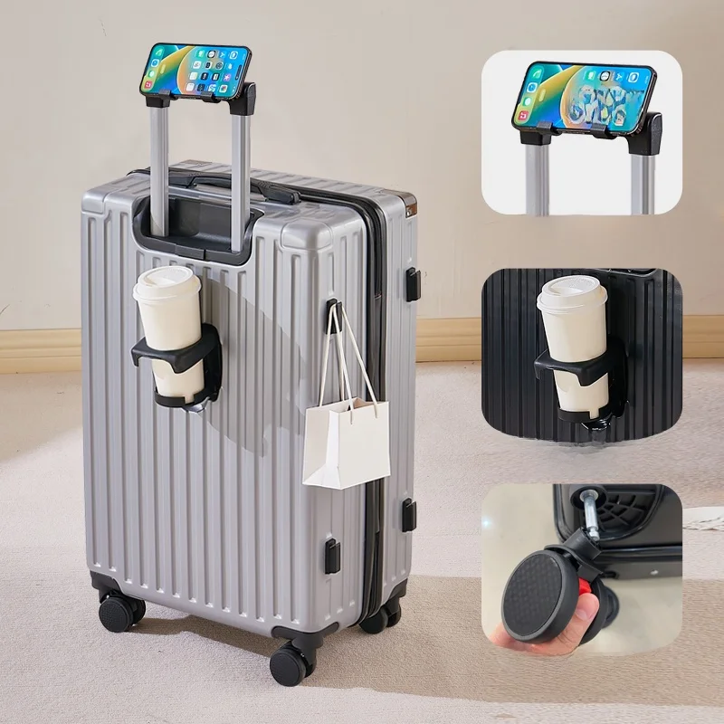 24-inch-multi-functional-luggage-student-new-style-cup-holder-carry-on-suitcase-password-large-capacity-travel-bag-with-unive