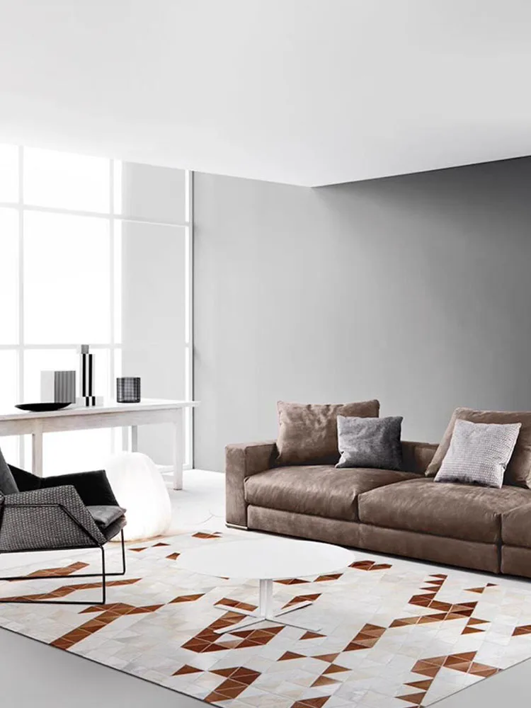 Modern Genuine Cowhide Carpet For Living Room Home Handmade Real Leather Rugs For Bedroom Patchwork Sofa Coffee Table Mat
