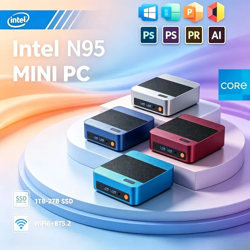 Core N95 Mini PC Portable, 16GB RAM, 1TB/2TB SSD, Gaming Desktop, WiFi6, BT5.2, HD Output for Office Work & Gaming.