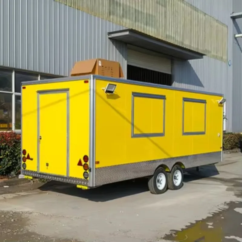 Custom Outdoor Mobile Food Trailer for Pizza Hot Dogs and Ice Cream with Rust-Resistant Stainless Steel Frame and Built-In Power