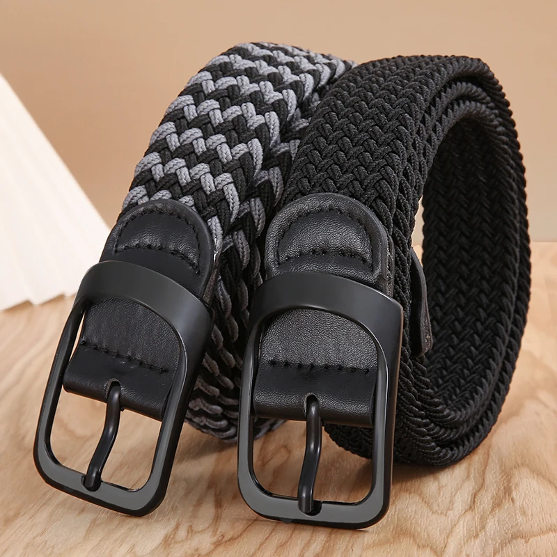 Non-hole Punch-free MEN\'S AND WOMEN\'S Woven Belt Elastic Stretch Canvas Belt Female Korean Style Versatile Student Pants Belt