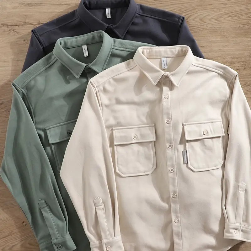 Casual Men's Woolen Jacket Spring Autumn Winter Workwear Sport Style Loose Fit High End Feeling Cool Brand Plaid Shirt