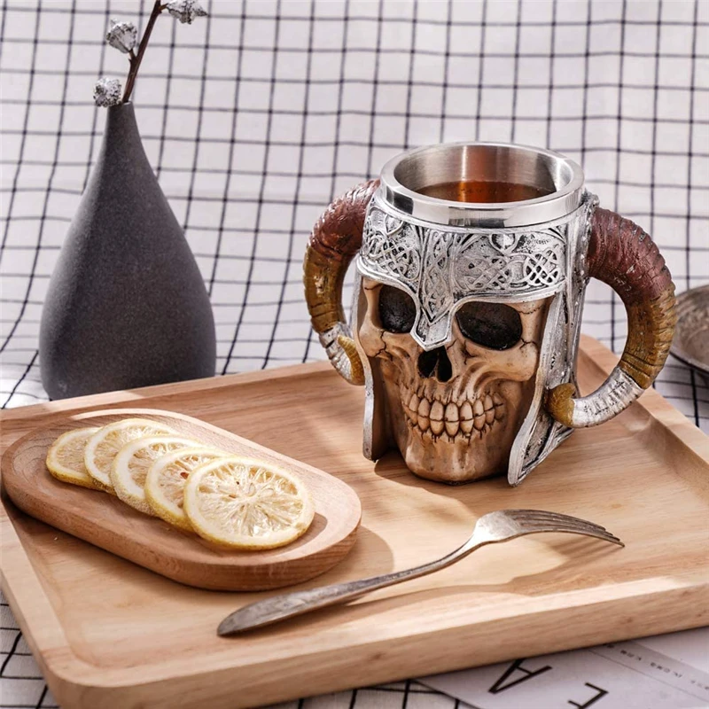 600ml Viking Skull Cup Coffee Travel Cup Halloween Decorative Ceramic