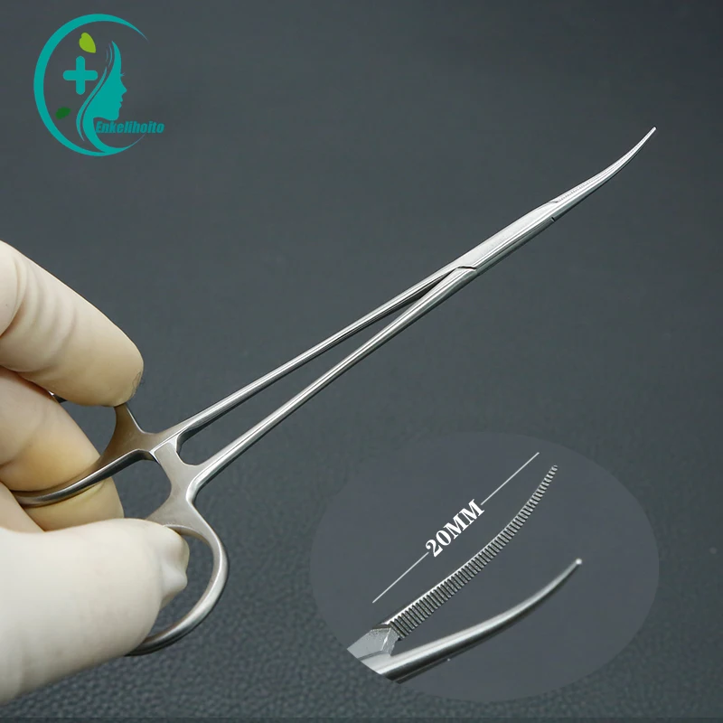 Cosmetic Plastic Pouch Fine Hemostatic Forceps Microvascular Forceps Elbow Double Eyelid 12.5cm Stainless Steel Fat Clamp