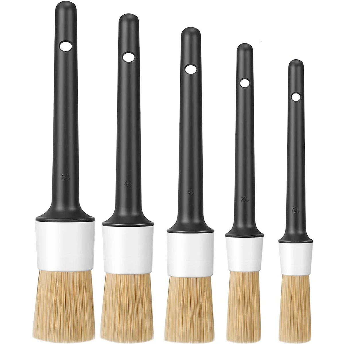 Juego de cepillos para detalles de coches, cepillos de cerdas de pelo de jabalí para Interior Exterior de coche, herramientas de limpieza para salida de aire de tablero, 3/5 Uds.