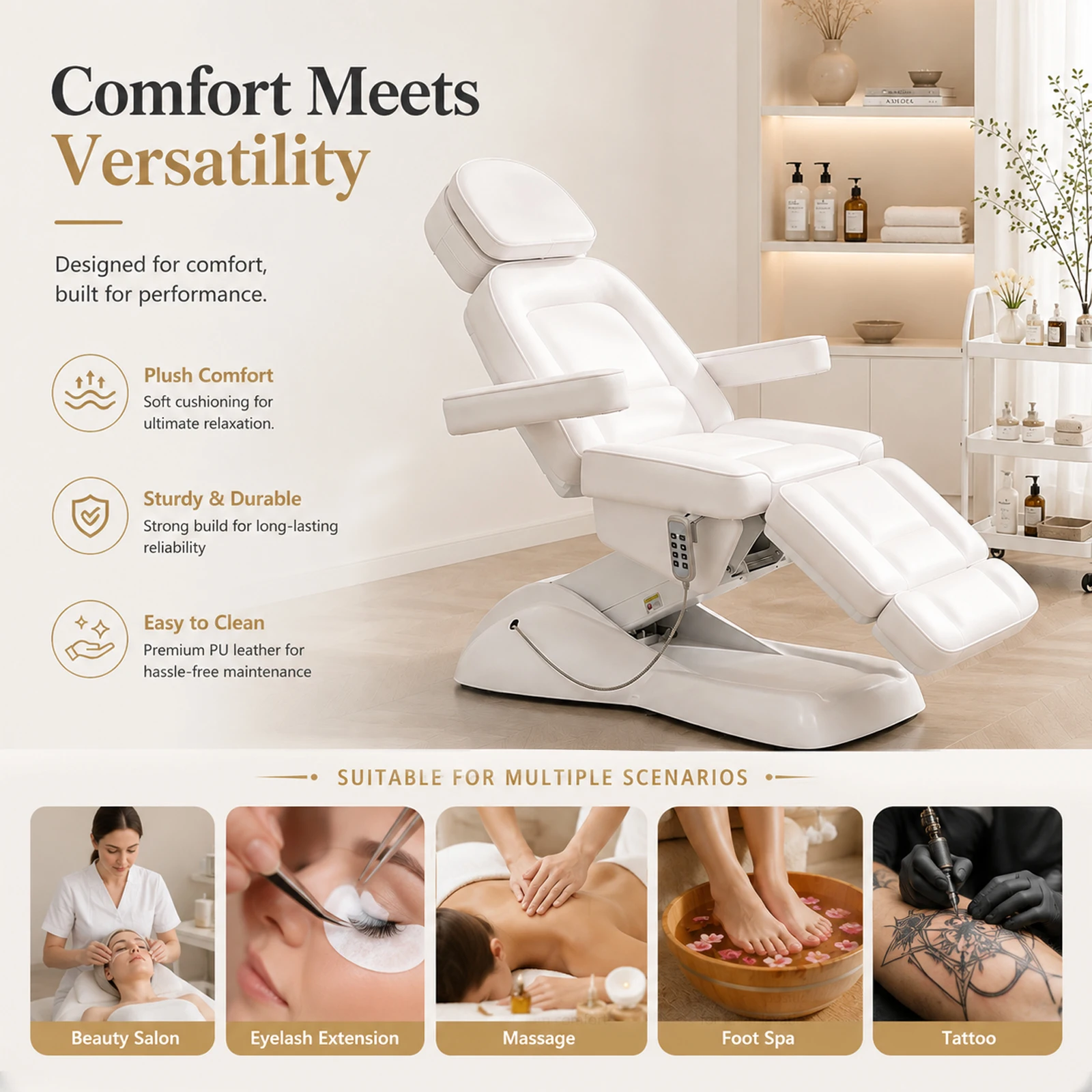 Beauty Salon Business Growth Equipment Electric Facial Bed Adjustable Spa Salon Beauty Bed