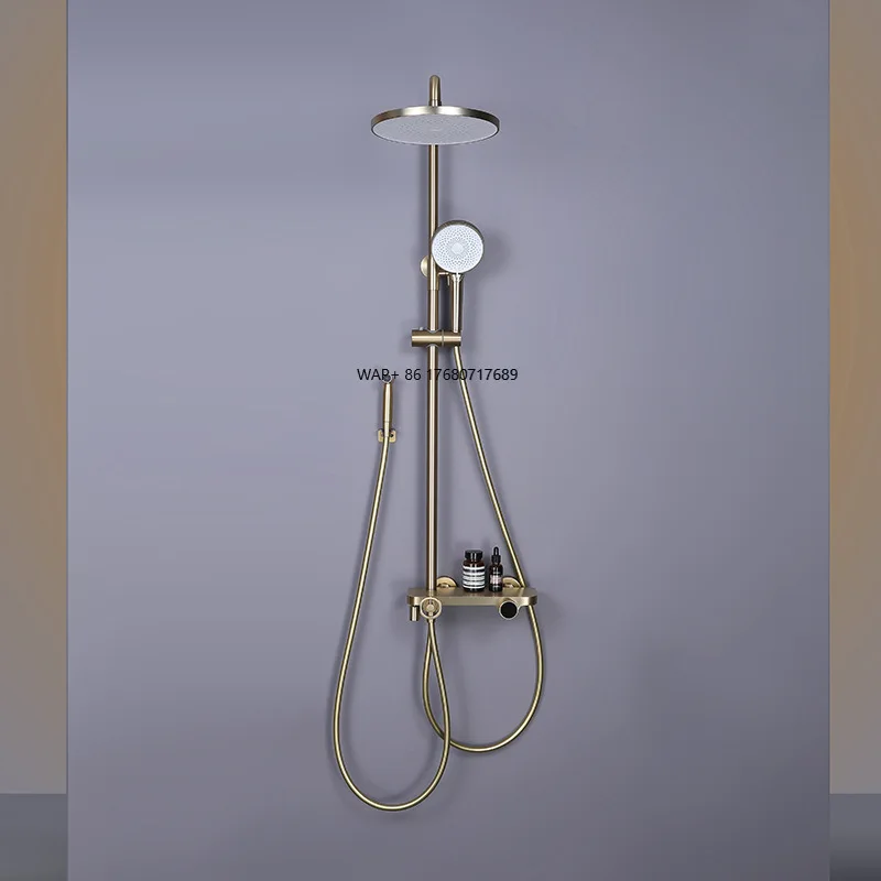 

304 Stainless Steel Shower Head Full Set of Bathroom with Lift Function Mixing Faucet Gold Pressure Shower Set Tap