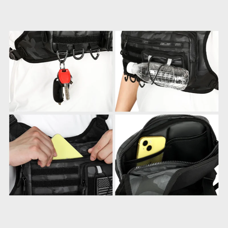 Pacote de peito para esportes ao ar livre |   Bolsa de cintura de viagem EDC |   Pacote de caminhada com corrida mãos-livres para telefone, carteira e itens essenciais