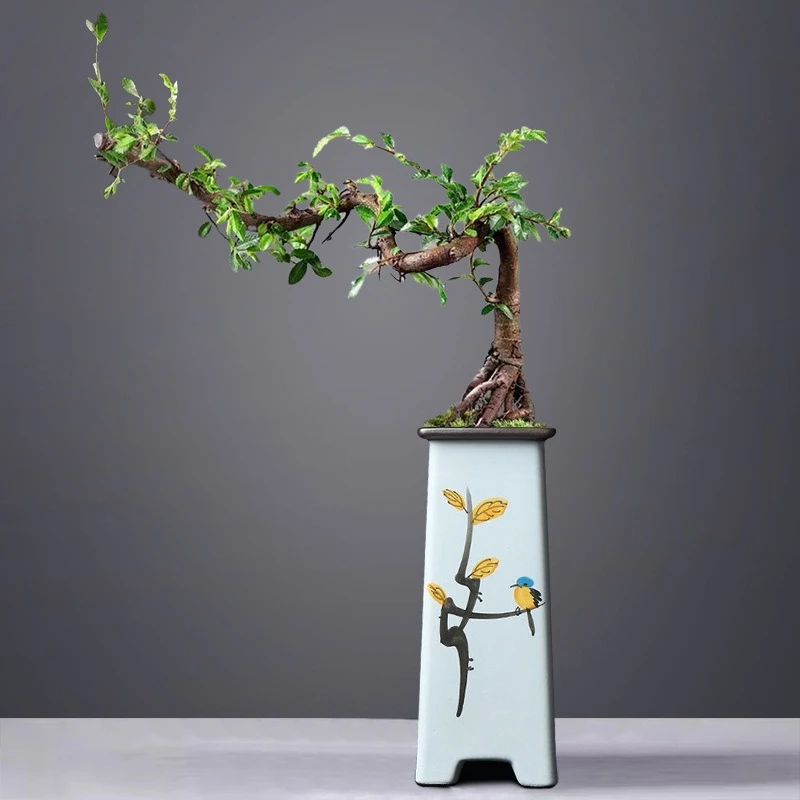 New Chinese-style ceramic hand-painted flower pot ceramic desktop green plant flower device living room flower arrangement vase