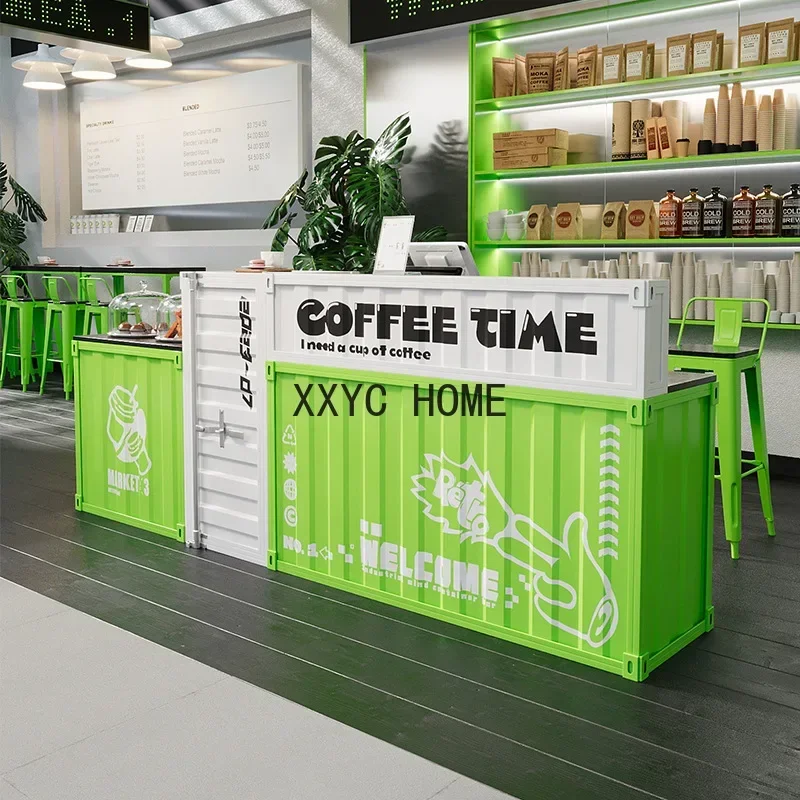 Internet Celebrity Milk Tea Coffee Shop Iron Billiards Basketball Hall Gym Reception Desk