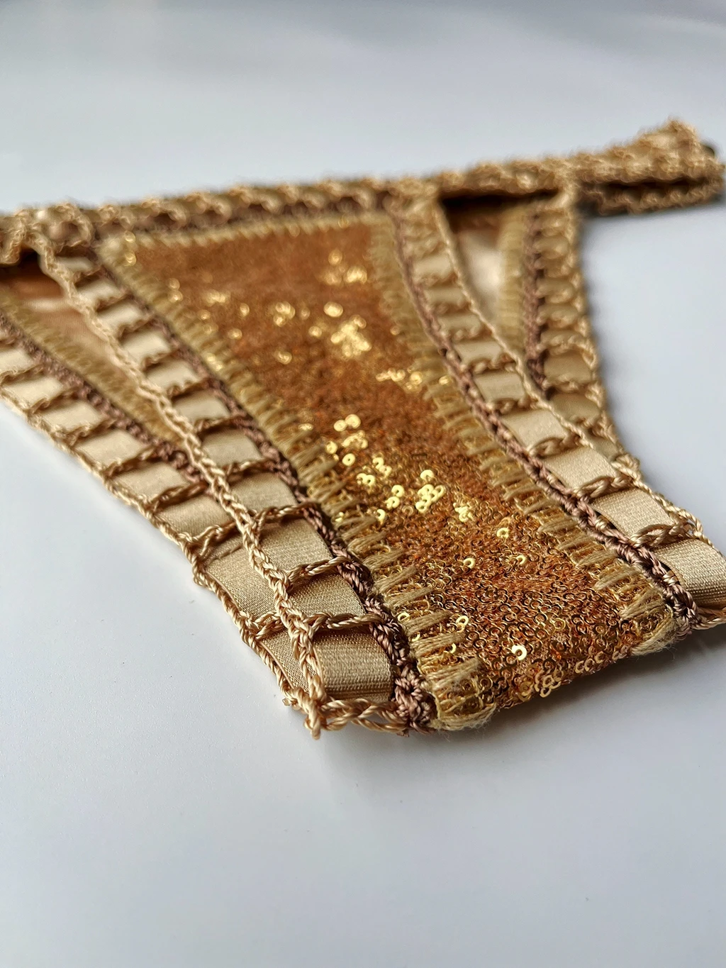 Luxury Gold Sequin Handmade Crochet Bikini Set Women Triangle Swimwear 2026 Summer Beach Bathing Suit Party Pool Vacation Wear view 5