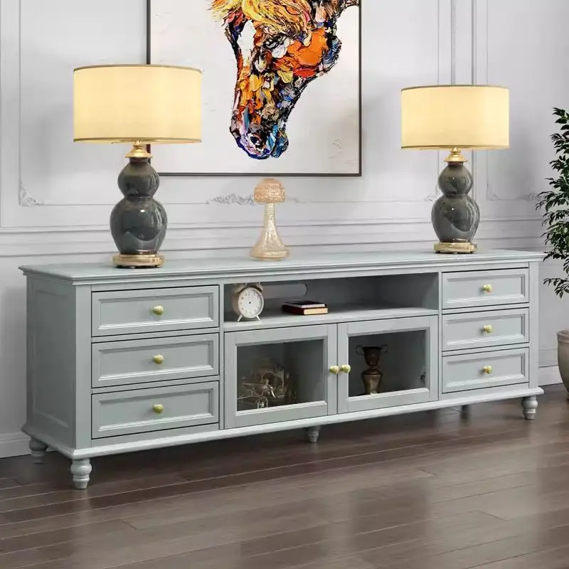 

American TV cabinet solid wood modern simple low cabinet bedroom high furniture living room home French retro 2025 new
