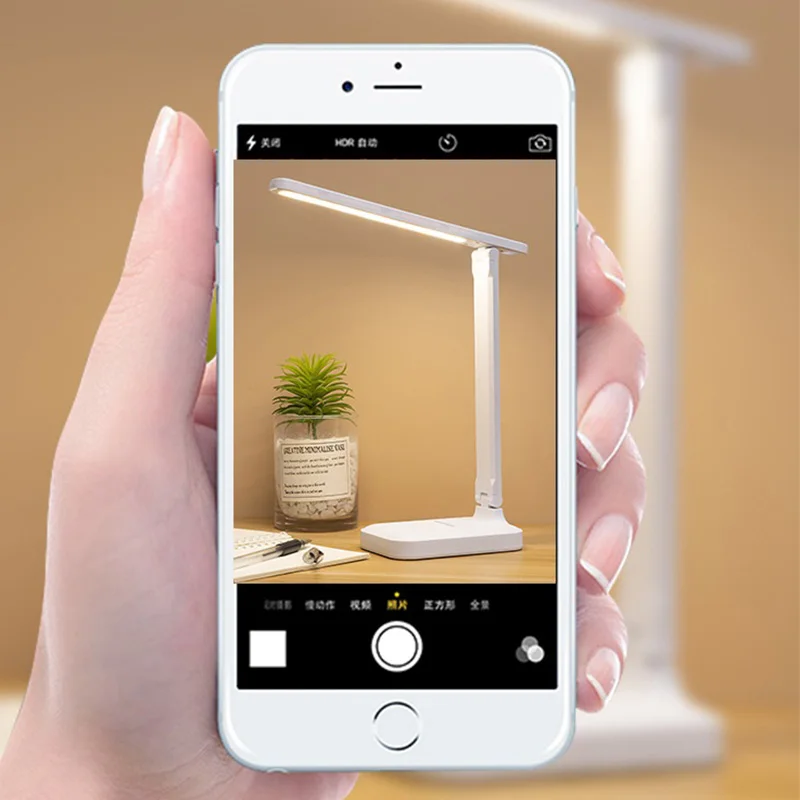 Desk Lamp LED Touch Switch White Folding Desk Lamp Bedroom Bedside Study Reading Eye Care Night Lamp USB Plug-in Dimmable White image 5