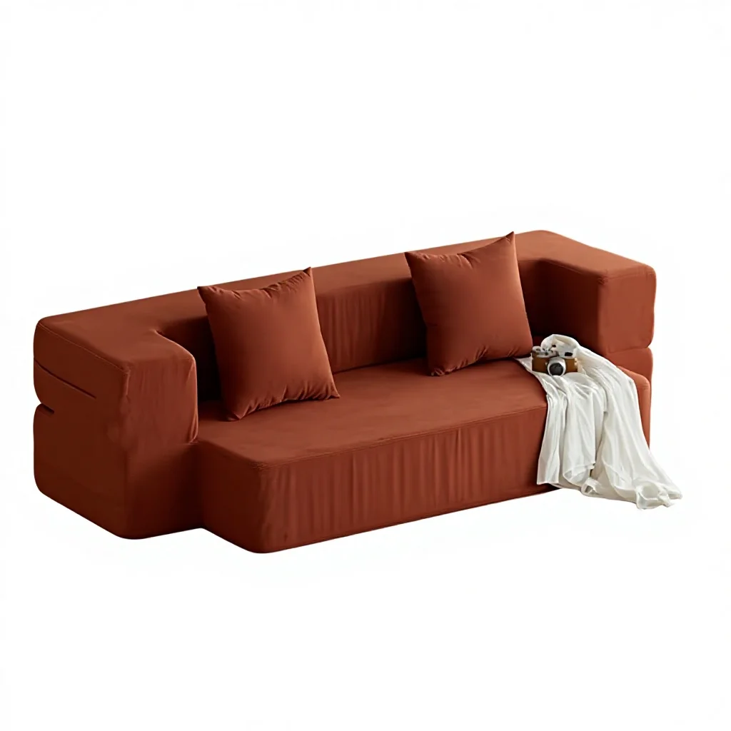 Small Apartments Living Room Bedroom Foldable Dual-use Modular&Vacuum Compression Retro Medieval Style Fabric One Seat Sofa Bed